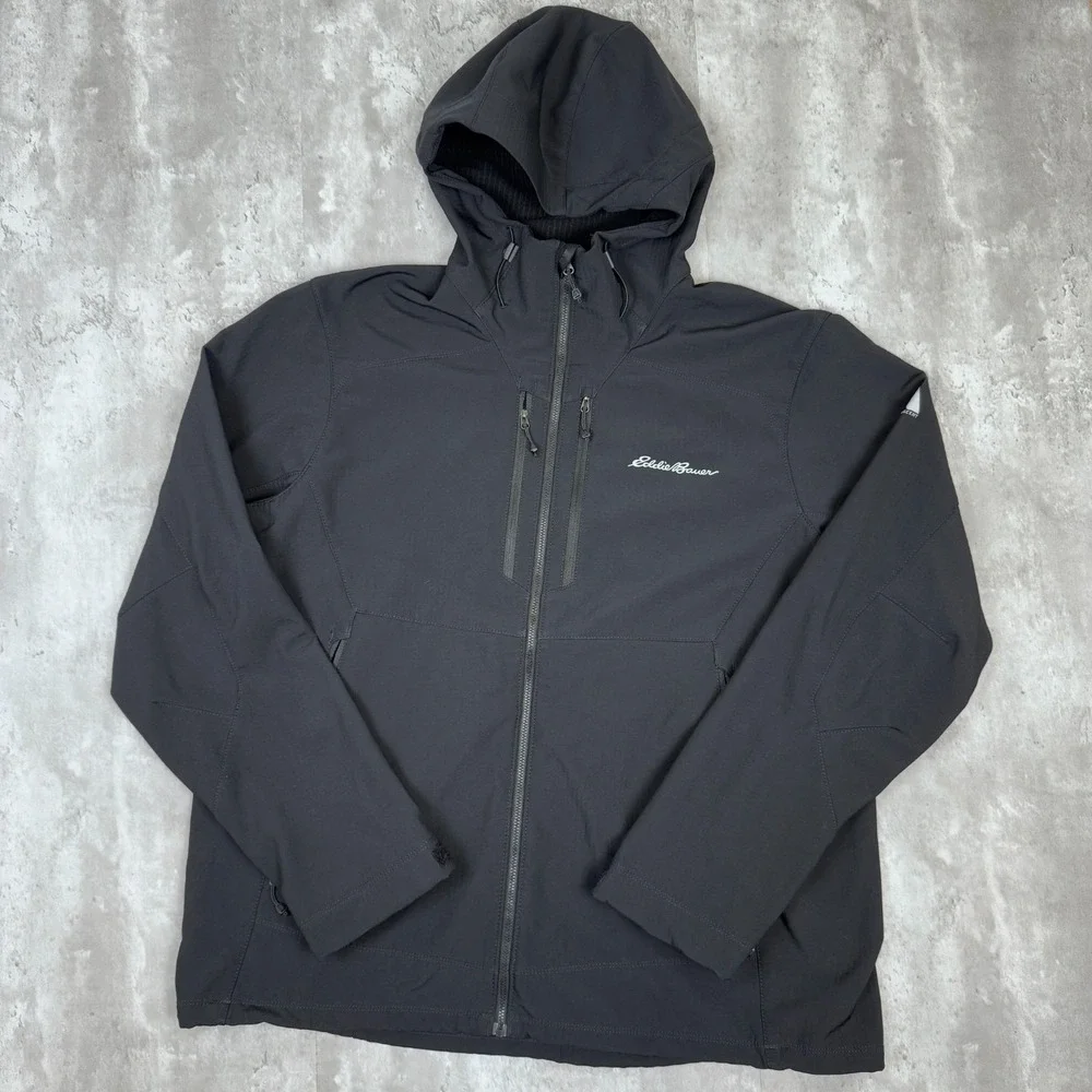 Eddie Bauer First Ascent Jacket Mens XL Black Softshell Sandstone Shield